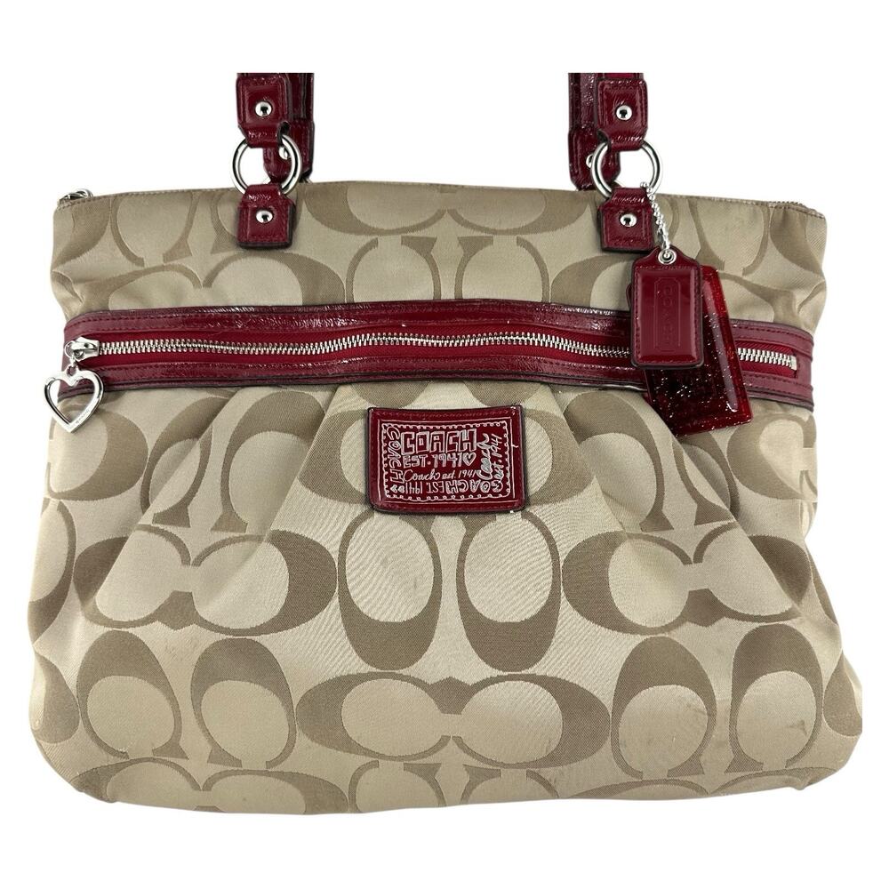 Coach Sateen Poppy Handbag Tote Purse Large #H1257-F20026 Tan All Occasion - Picture 2 of 16